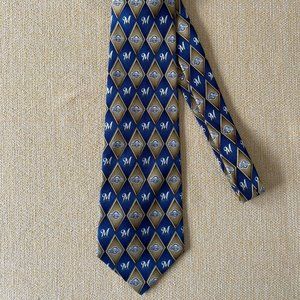 Milwaukee Brewers Diamond Tie Necktie, MLB baseball sports team, office casual